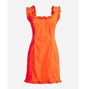 J. Crew Orange Ruffle-trim mini dress in stretch cotton poplin Size 0